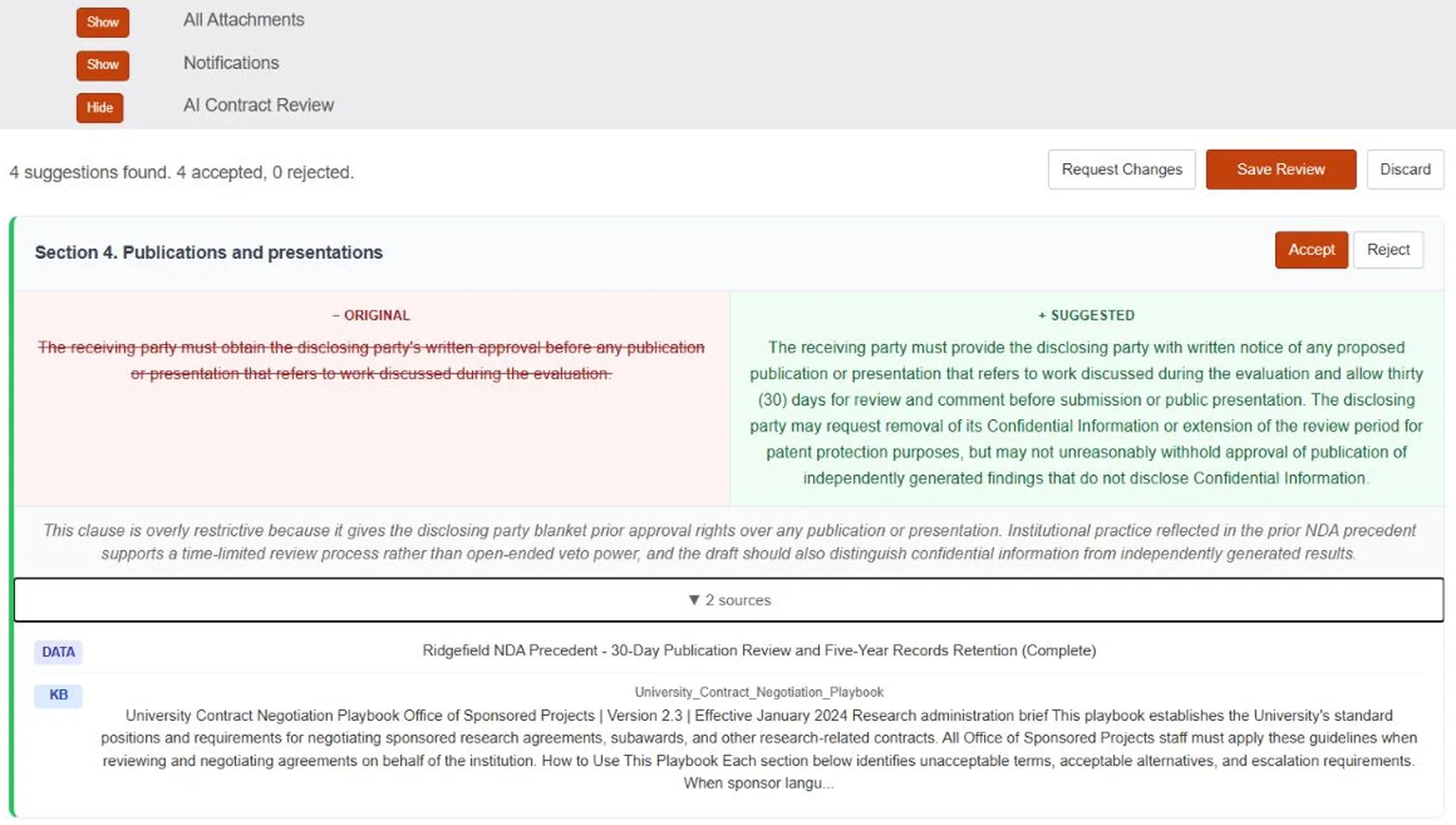 Policy sources behind a recommendation
