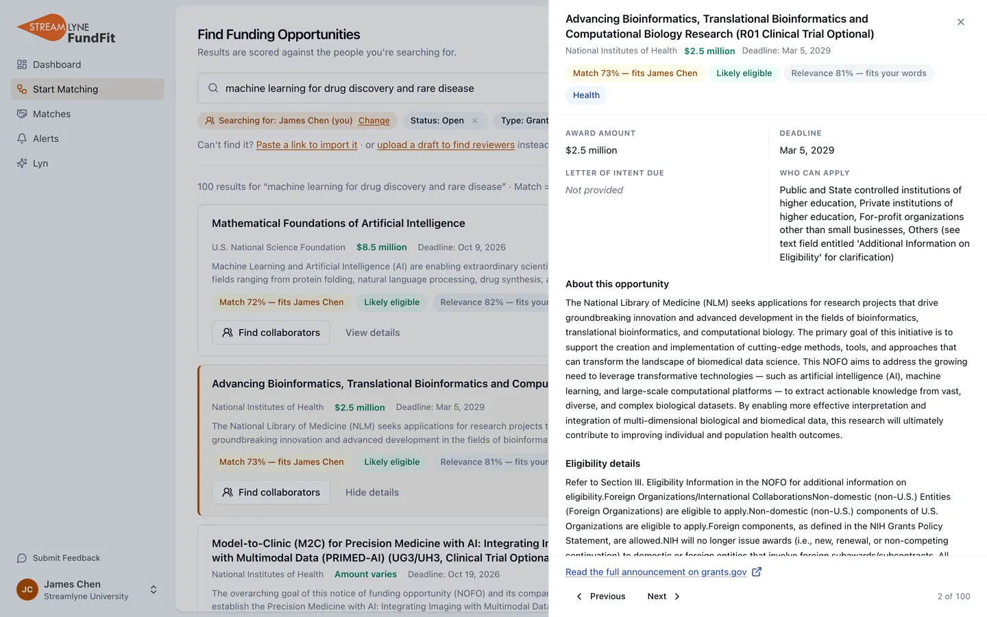 An opportunity's details drawer with who can apply