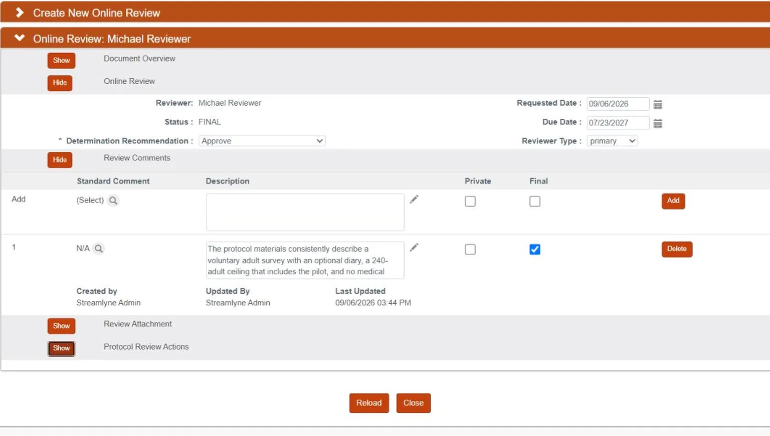 Completed online review
